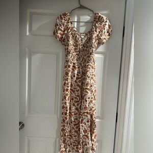 Floral Puff Sleeve Dress - Multicolor